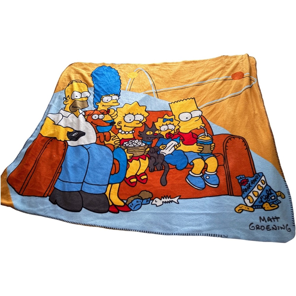 Vintage 2007 The Simpsons Couch Gag Fleece Throw Blanket Matt Groening 50x60
